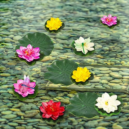 22 Pcs Realistic Artificial Floating Lotus Foam with Artificial Butterfly Dragonfly Frog Fake Lily Pads for Home Pool Patio Garden Koi Fish Pond Aquarium Pool Wedding Fountain Decor (Dragonfly)