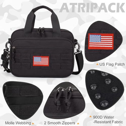 ATRIPACK Tactical Large Bible Cover for Men,Double Layer Bibles Bag With Detachable Book Carrying Case, Covers for Bible Organizer with Zippered Pockets,Church Case with Handle. - color: black