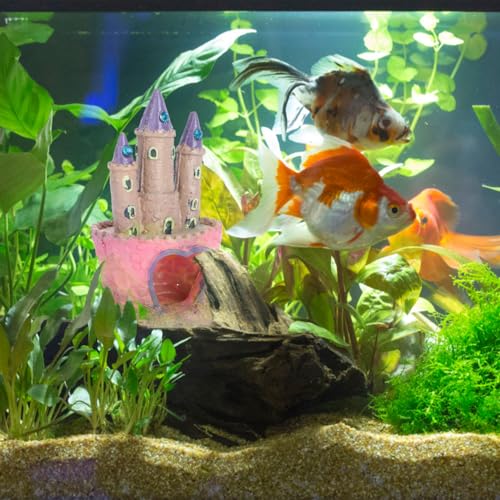 Aquarium Decoration Castle Fish Tank Ornament Fish Hidden Cave Landscaping Castle Model for Fresh and Saltwater Tanks 4.52 X 2.95 X 2.36 in