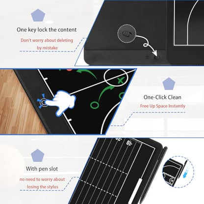 Magnetic Electronic Football Coaching Boards – 16 inch LCD Football Coaching Board, Portable Erasable Pro Strategy Board for Training Teaching Competition Command,Tactical Drawing Tablet Coach Gifts