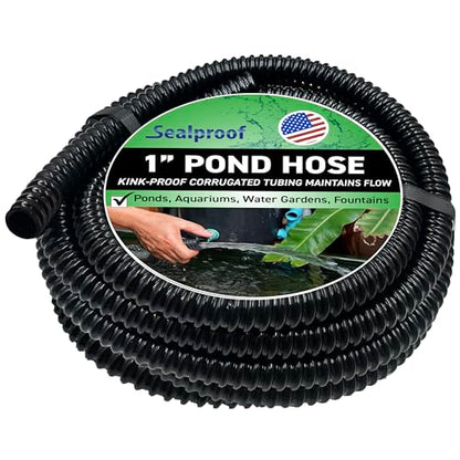 1" Dia. Corrugated Pond Tubing 1-Inch ID, 20 FT Length, Black PVC Kinkproof Strong Flex Tubing Made in USA - size: 1 Inch