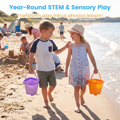Shindel 3Set Collapsible Beach Buckets, Foldable Sand Toys, for Kids Toddlers Outdoor Activities, Beach Fun Summer Vacation, Camping Gear, Travelling - color: Mix 2