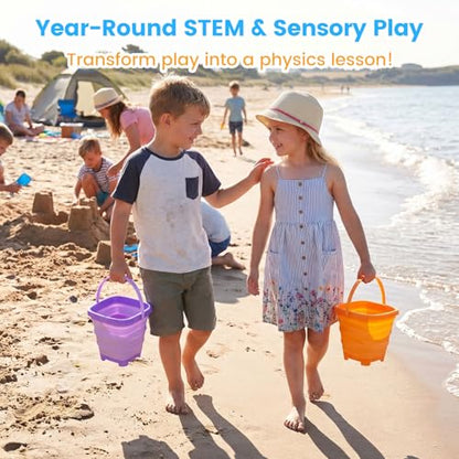 Shindel 3Set Collapsible Beach Buckets, Foldable Sand Toys, for Kids Toddlers Outdoor Activities, Beach Fun Summer Vacation, Camping Gear, Travelling - color: Mix 2