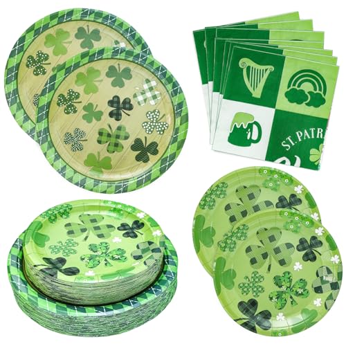 180PCS St.Patrick's Paper Plates and Napkins Party Supplies Serve 60 - style: St. Patrick's Day