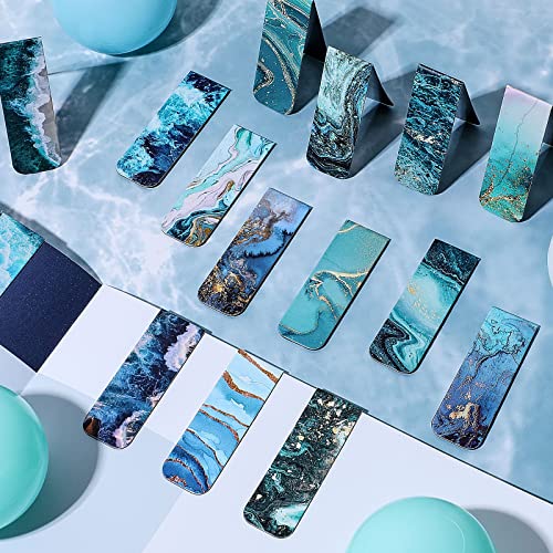 Zonon 24 Pcs Ocean Magnetic Bookmarks Summer Blue Magnet Page Markers Page Clip Funny Bookmark Gifts for Graduation Reading Lover Women, Men Classroom Prize Graduation Party Favors - style: Ocean