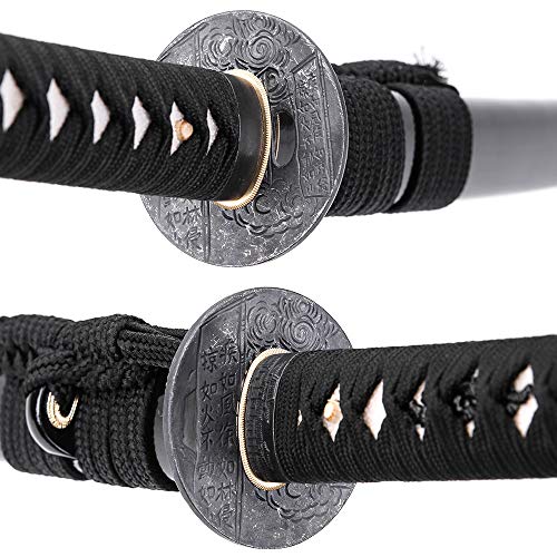 siwode Katana Handmade Full Tang Sharp, Alloy Tsuba Japanese Samurai Sword High Carbon Steel 1060,T10 1095, 40-Inch - color: Sanlinwushen