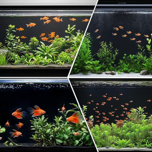 Aquarium Background Paper Decor Fish Tank Backdrop Wallpaper Electrostatic Adhesive, No Glue, Easy to Install, Reusable (19.7”H×59.1" L, Black) - size: 19.7”H×59.1"L