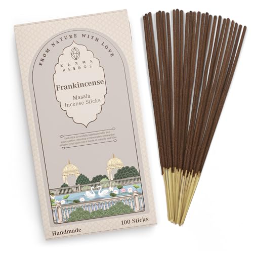 KarmaPledge Frankincense & Myrrh Incense Sticks, Burn Time 45-60 Min, 100 Sticks - color: Frankincense & Myrrh, size: 100 Masala Sticks