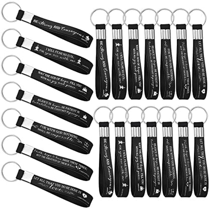 Sureio 21 Pcs Christian Keychains for Men Church Bible Verse Keychains Religious Silicone Inspirational Gift for Men Women Church Pastor Coach