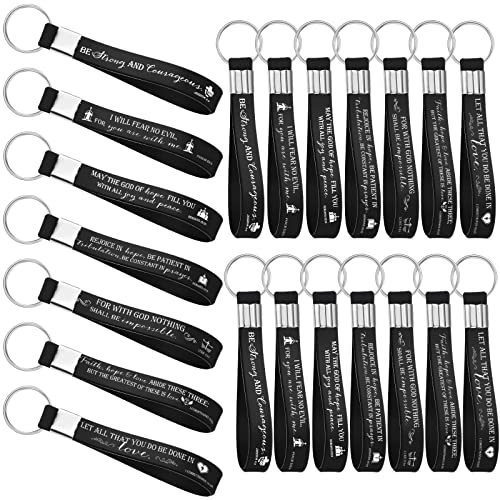 Sureio 21 Pcs Christian Keychains for Men Church Bible Verse Keychains Religious Silicone Inspirational Gift for Men Women Church Pastor Coach