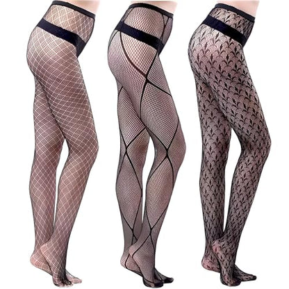 Millennials In Motion Sheer Elegance Patterned Tights - color: 3-pack Fleur De Lis