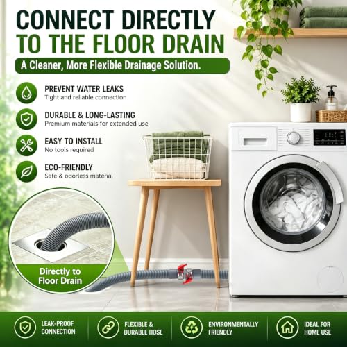 TTFLEX 6 FT Washing Machine Drain Hose, Washer Drain Hose Extension Kit | Trimmable End：0.8", 0.9", 1.2", 1.5" ID, with Hose Holder, for Washing Machine Outlet Box, Kink-Resistant, All-In-One Kit - color: End 1: 0.8",0.9",1.2",1.5"ID;End 2: 0.8"ID, size: