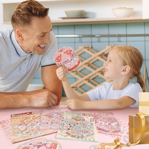 Girls 3D Miniature Scene Stickers, 4 Sets Mini Shop DIY House Stickers for Clothing Store, Coffee Shop, Bakery, Dessert Shop, Cute 3D Cartoon Sticker Scenes for Adult Kids Relief Stress Pass The Time - style: Mini Shop