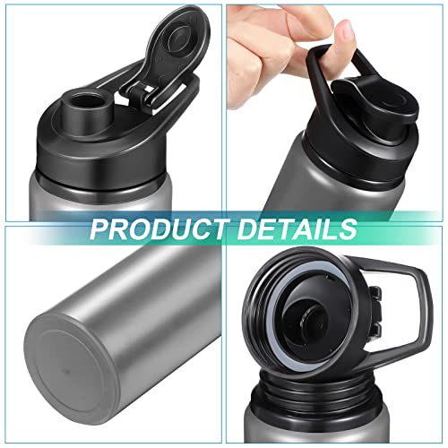 Chengu 10 Pcs 25oz Reusable Aluminum Water Bottle Bulk Lightweight Outdoor Sports Water Bottles Easy Carry Leak Proof for Travel Gym Camping Hiking Fishing, Snap Lid (Gray) - style: Gray