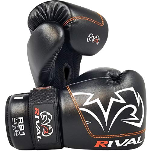 RIVAL Boxing RB1 2.0 Ultra Bag Gloves, Hook and Loop Closure, Super-Resistant Microfiber, High-Density Foam, Breathable Mesh Palm - color: Black, size: Small