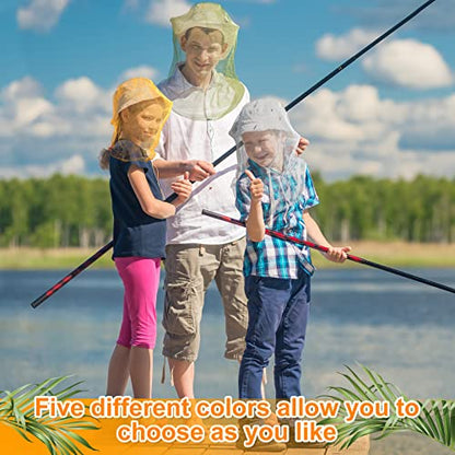 Yahenda 10 Pcs Bug Net for Face Mosquito Face Net Fly Netting Hood from Bugs Summer Head Mesh Head Large Protecting Mesh Net for Hats Camping Fishing Outdoor Activities, 5 Colors, 21.26 x 18.9 Inch