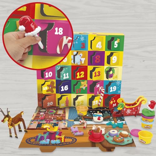 Play-Doh Holiday Advent Calendar for Kids 3 and Up, 24 Day Countdown, Multiple Surprise Gifts Behind Each Door, Arts & Crafts
