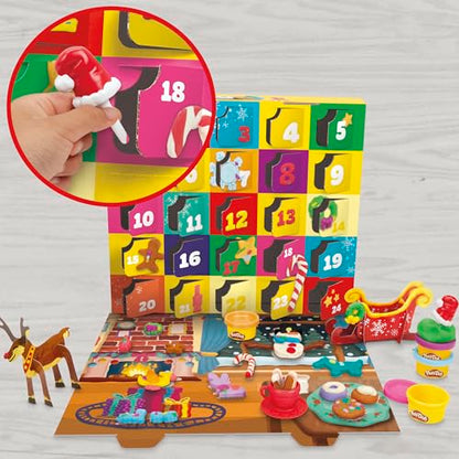 Play-Doh Holiday Advent Calendar for Kids 3 and Up, 24 Day Countdown, Multiple Surprise Gifts Behind Each Door, Arts & Crafts
