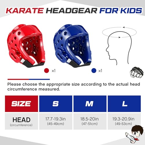 JellyArch 2 Pcs Taekwondo Karate Headgear MMA Martial Arts Helmet Soft Head Guard Protection Sparring Gear Helmet Boxing for Men Women Thai Kickboxing Grappling Muay Taekwondo - color: Red and Blue, size: Medium