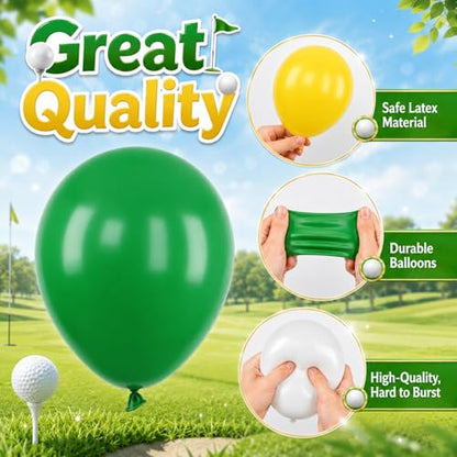Yellow and Green Golf Balloons with Golf Foil and Confetti Balloons - color: Yellow and Green, size: 30PC