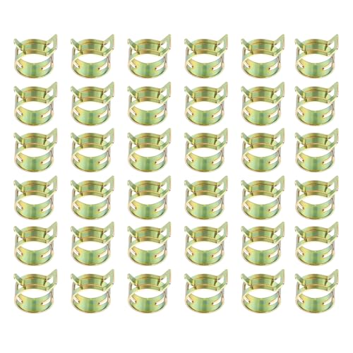 PATIKIL Spring Band Hose Pipe Clamps for 18-21.5 mm OD Hose, 50 Pack Silicone Vacuum Constant Tension Band Clips for Fuel Line Silicone Air Hose Tube Water Pipe, Gold - size: 18-21.5 mm