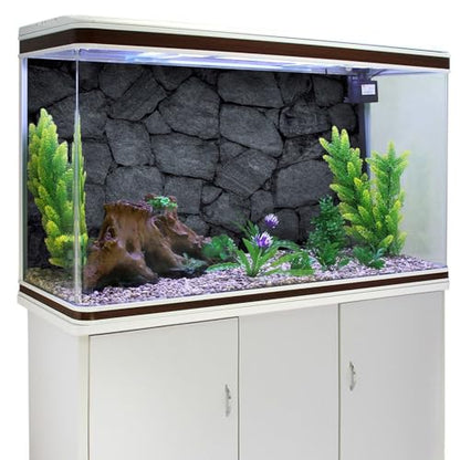 AWERT 30x18 inches Rock Aquarium Background Dark Grey Stone Fish Tank Background Rocky Terrarium Background Vinyl - size: 30x18in/75x45cm
