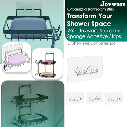 Sponge Holder Adhesive Replacement Hooks, Soap Dish Adhesive Strips, Toothbrush Holders Sticker, Kitchen Sink Caddy Adhesive Hooks, Shower Wall Mounts Tape Sticky Pads Clear Clips 4 Pack - color: Transparent 2 Hooks 3 15/16"
