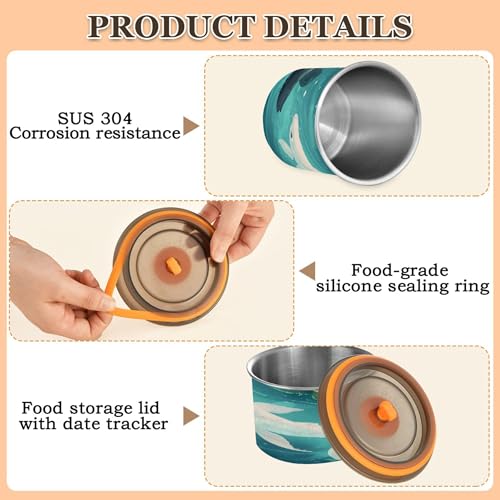 Kigai Fish Food Storage Container with Lids Airtight, Leak-Proof Stainless Steel Storage Canister for Coffee Sugar Tea, 900 ML/30.5 oz