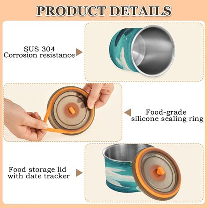 Kigai Fish Food Storage Container with Lids Airtight, Leak-Proof Stainless Steel Storage Canister for Coffee Sugar Tea, 900 ML/30.5 oz