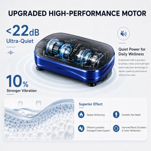 Natini Vibration Plate Exercise Machine - Power Vibrating Plate for Lymphatic Drainage,Whole Body Workout Machine for Women Weight Loss Home Fitness, - style: Flat Blue