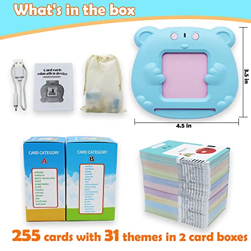 MAYAPHILOS 510 Words Alphabet Talking Flash Cards for 3-8 Years Toddlers, Educational Learning Interactive Toy for Boys Girls Kids Birthday Gifts, Preschool Montessori Speech Therapy Autism Toys Blue - size: 510 Words English (Blue)