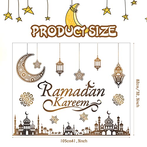 Faccito Ramadan Decorations Ramadan Eid Mubarak Kareem Stickers, Islamic Wall Decor Happy Ramadan Mubarak Arabic Party Decor, Window Living Room Bedroom Mirror Wall Ramadan Party Decorations Supplies
