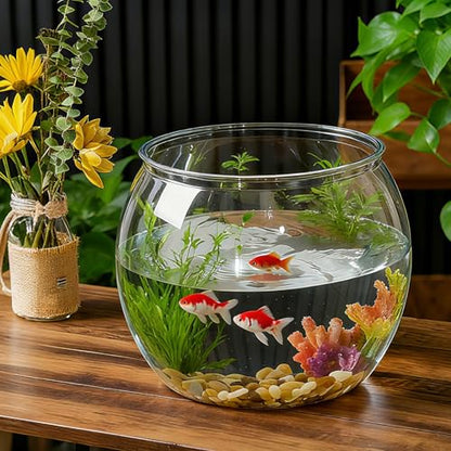 7 Gallon Plastic Fish Tank Large Bowl Shatterproof with Crystal Clear Clarity for Terrarium, Flower Vase Centerpiece Gift for Fish Lovers (Round) - size: 7 Gallon, style: Round