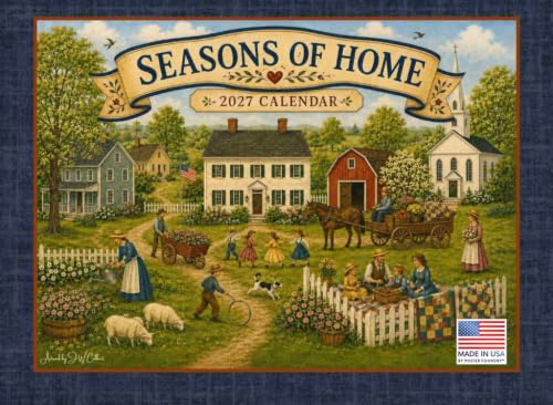 Seasons Of Home Folk Art 2027 Monthly Wall Calendar 12 Month | American Made In The USA - color: Seasons Folk Art