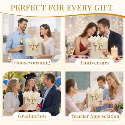 ANZNKU 2PCS Gift Bags Medium with Handles 4 Tissue Paper 2 Ribbons 2 Cards, Gift Wrap Bags for Women Wedding Bridal Baby Shower Birthday Graduation Engagement Presents Party Favors (Champagne Beige) - color: Champagne Beige