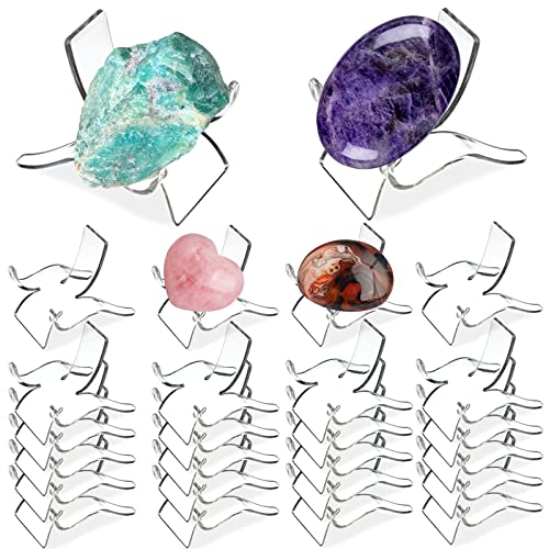 (24 PCS）Display Stand,Acrylic Rock Display stands,Clear Display Easel Stands Pedestal for Crystal Geodes Rock Mineral Agate Fossil Coral crystal/gemstone Small Collectibles Display Stands (Large) - size: Large（24 Packs）