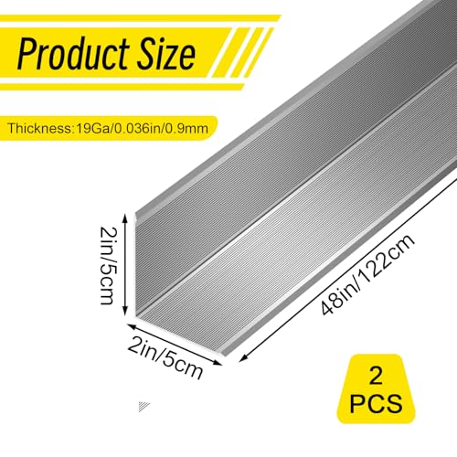 2pcs Metal Aluminum Steel Corner Guards 48” Metal Wall Corner Protector Guard for Walls (2 x 2 x 48 inch) - size: 2x2x48"
