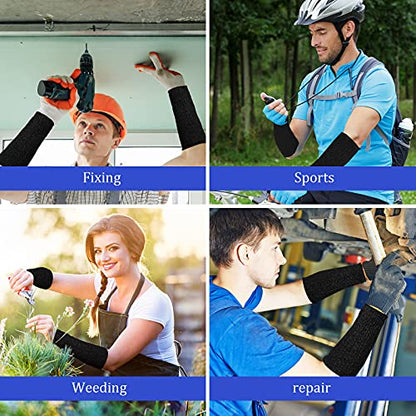 Geyoga 2 Pairs Cut Resistant Sleeves Level 5 Arm Protective Sleeve for Thin Skin and Bruising Gardening for Men Women(Black)