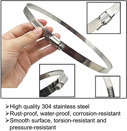 6 Pieces (3" 4” 5") Adjustable 304 Stainless Steel Worm Gear Hose Clamps Water Pipe Clamps Assortment Kit Duct Clamps Pipe Clamp worm drive hose clamps (3" 4” 5") - size: 3“/4"/5"-6Pcs