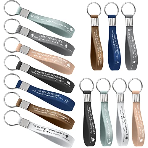 Sureio 12 Pcs Christian Keychains Gift for Men Women Church Sunday School