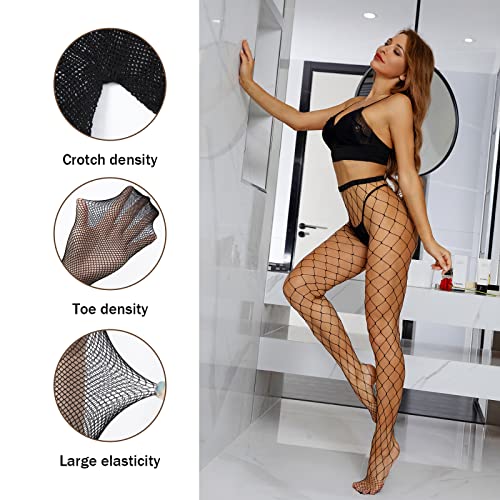 Fishnet Dress for Women Lace Pantyhose Hight Waist Torn Tights Mesh Stockings Black Fishnet Tights Women's Fish Net Stockings - color: Black Mini Nets