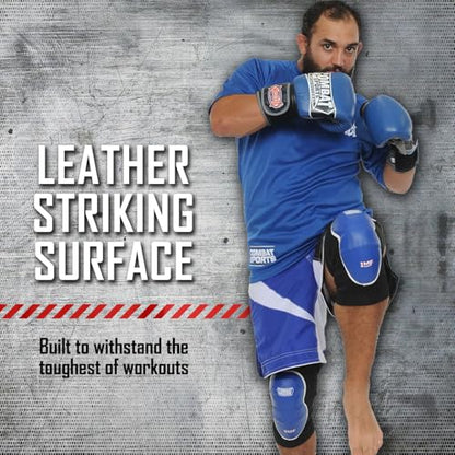 Combat Sports MMA Advanced IMF Tech™ Knee Pads – Injected Molded Foam, Leather Striking Surface, Neoprene Sleeve Support (Large, New) - size: Large, New