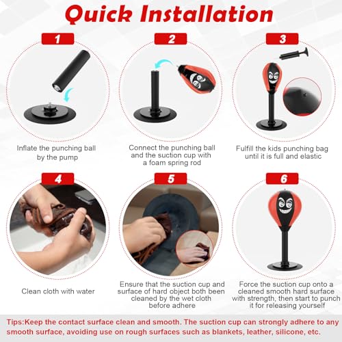 Desktop Punching Bag with Suction Cup - Punch Away Stress, Heavy Duty Office Desk Stress Ball for Adults & Kids, Fun Boxing Toy for Coworkers, Friends - color: Red