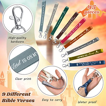 45 PCS Christian Keychains Bulk - color: Dark
