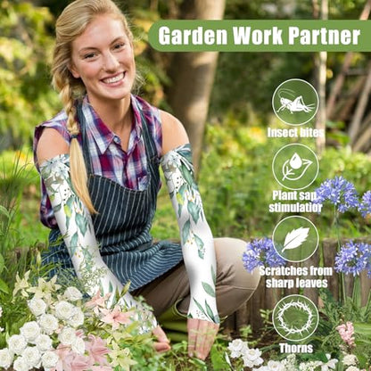 Bebila Gardening Sleeves for Women Farm UV Sun Protection Anti-Scratch Cooling Sleeves with Thumb Hole Arms Cover Outdoors - color: Combination -1