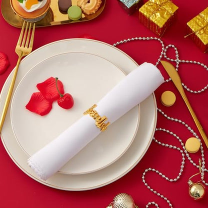 APTWOW Bismillah Letter Napkin Rings Set of 12 - Gold Metal Eid Mubarak Napkin Holder, Ramadan Napkin Rings for Ramadan Banquet Party Dining Table Decoration