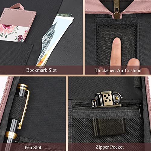 FINPAC Large Classic Bible Cover Vegan Leather Carrying Book Case Church Bag Bible Protective with Handle, Gift for Women, Mother, Friends, Rose Garden - color: Pinkish Purple Rose