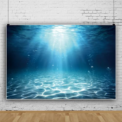 8x6ft Underwater Blue Ocean Backdrop Deep Ocean Sunlight Undersea World Photography Background Tropical Seabed Kids Adult Birthday Summer Party Decorations Banner Shoot Props - size: 8x6ft