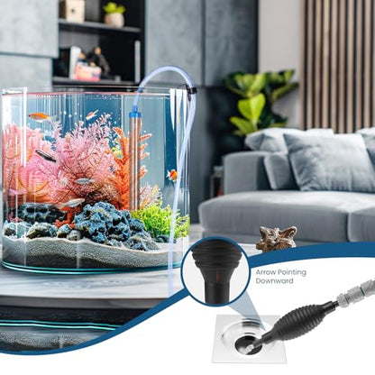 Fish Tank Vacuum Gravel Cleaner Gravel Vacuum for Aquarium 30 Feet | Siphon Aquarium Water Changer for Fish Tank with Four Faucet Adapter and Long Hose - size: 30FT