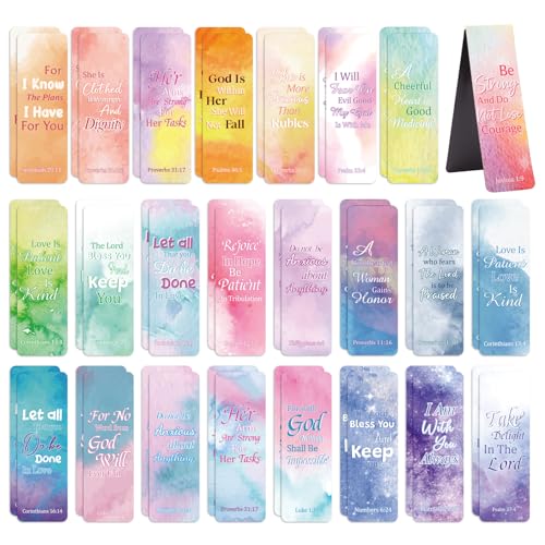 Wsicse 48 Pcs Bible Verse Magnetic Bookmarks, 24 Double-Sided Designs